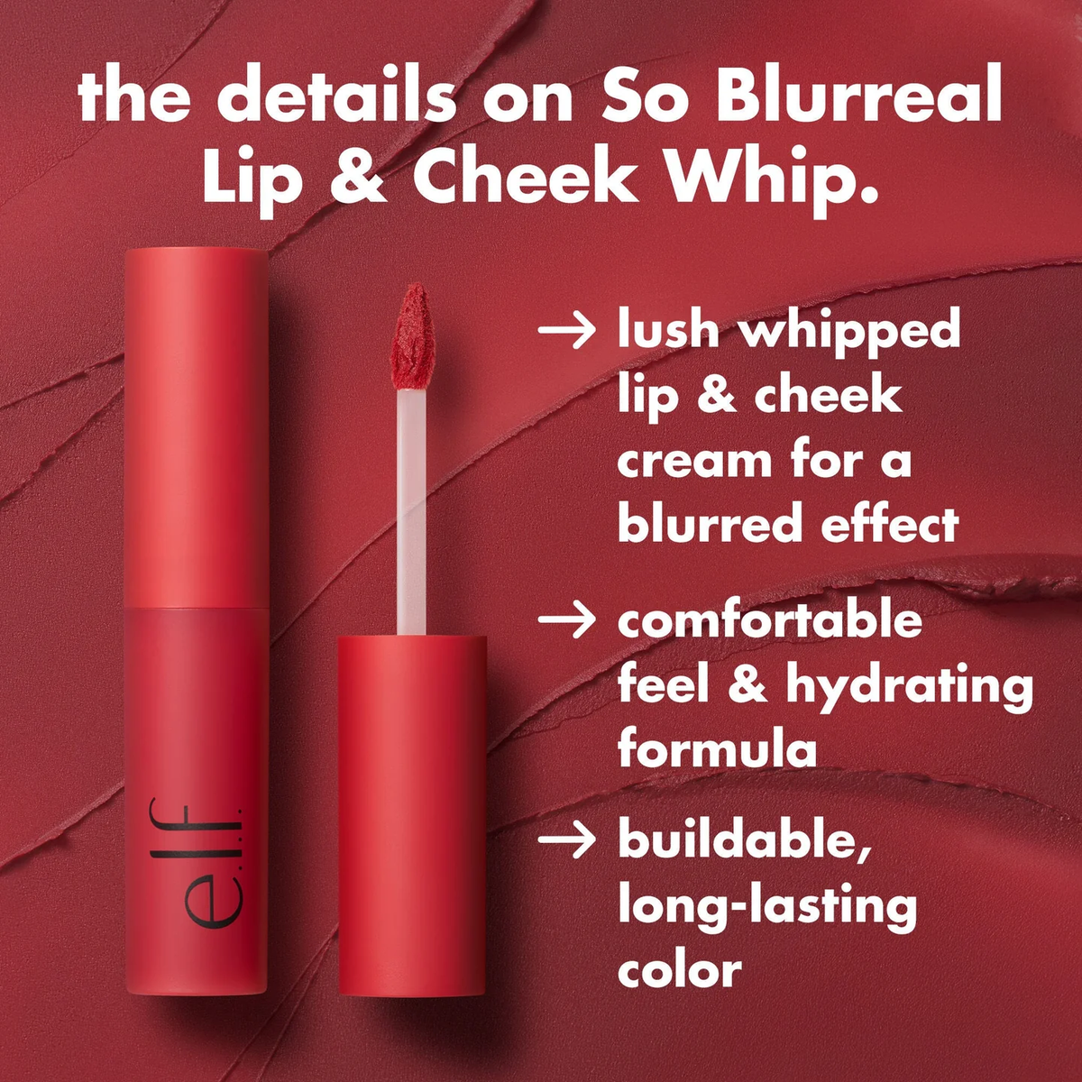e.l.f. So Blurreal Lip & Cheek Whip - Lip & Cheek Color for Makeup Application